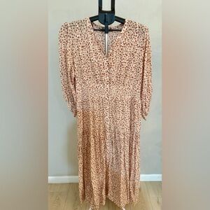 Doen Long Sleeve Dress in Cream and Red